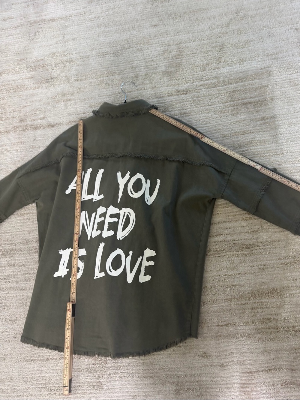 Oversized Shacket ÉLAN All You Need Is Love Olive Green Size S - Picture 6 of 14